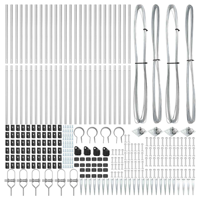 Palo della recinzione 26 pcs Grigio 3,2 x 3,2 x 160 cm Acciaio 3350211