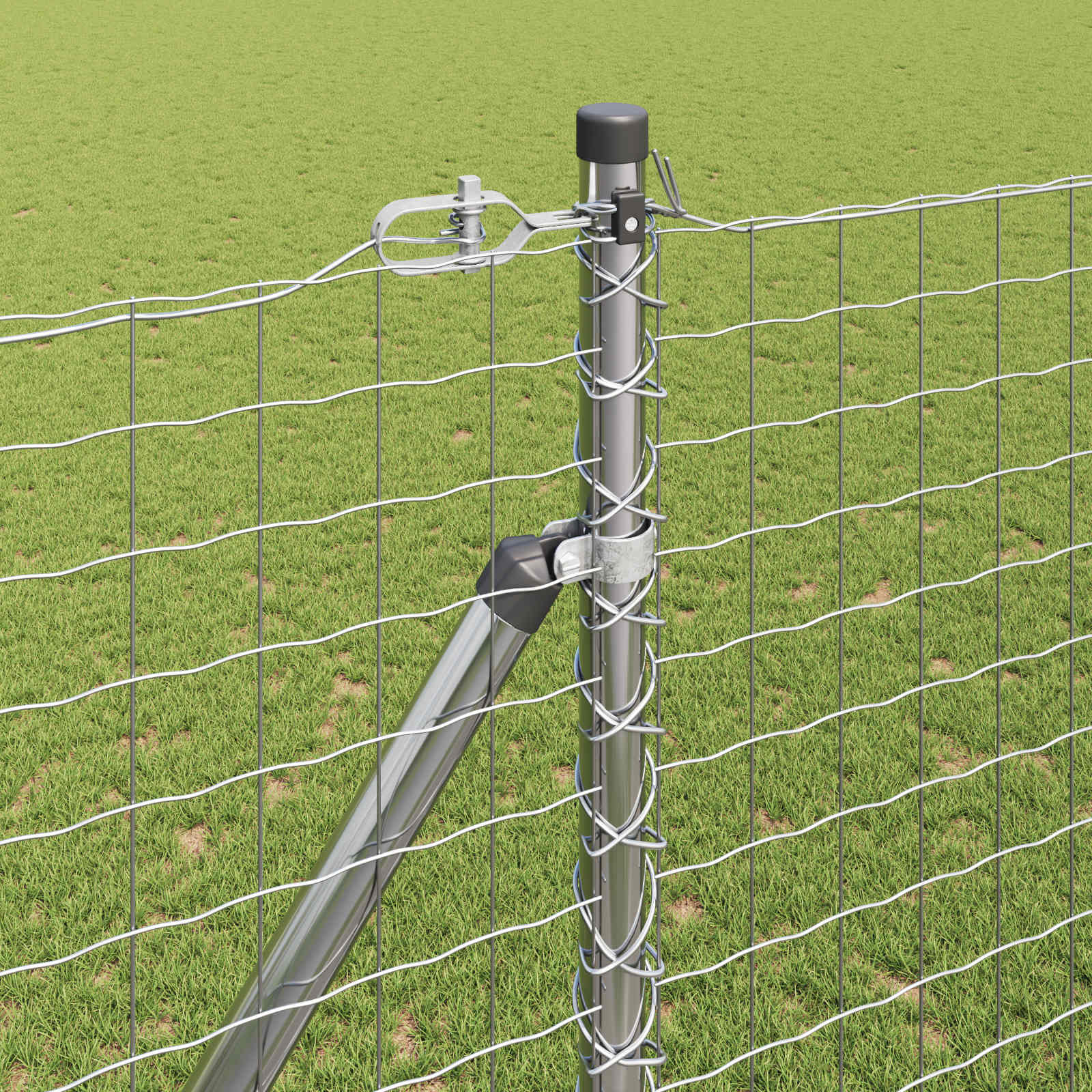 Palo della recinzione 26 pcs Grigio 3,2 x 3,2 x 170 cm Acciaio 3350213