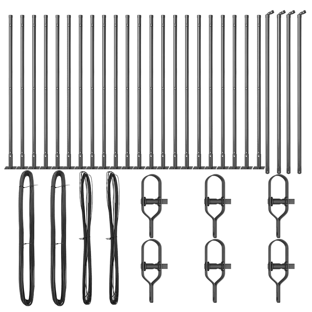 Palo della recinzione 26 pcs Argento 3.2 x 3.2 x 50 cm Acciaio 3350235