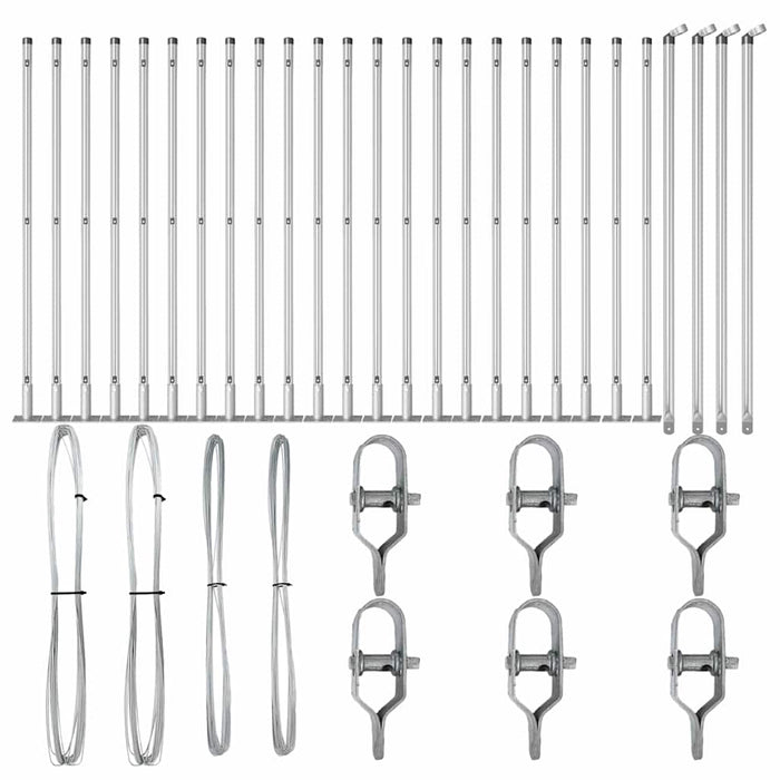 Palo della recinzione 26 pcs Argento 3.2 x 3.2 x 50 cm Acciaio 3350253