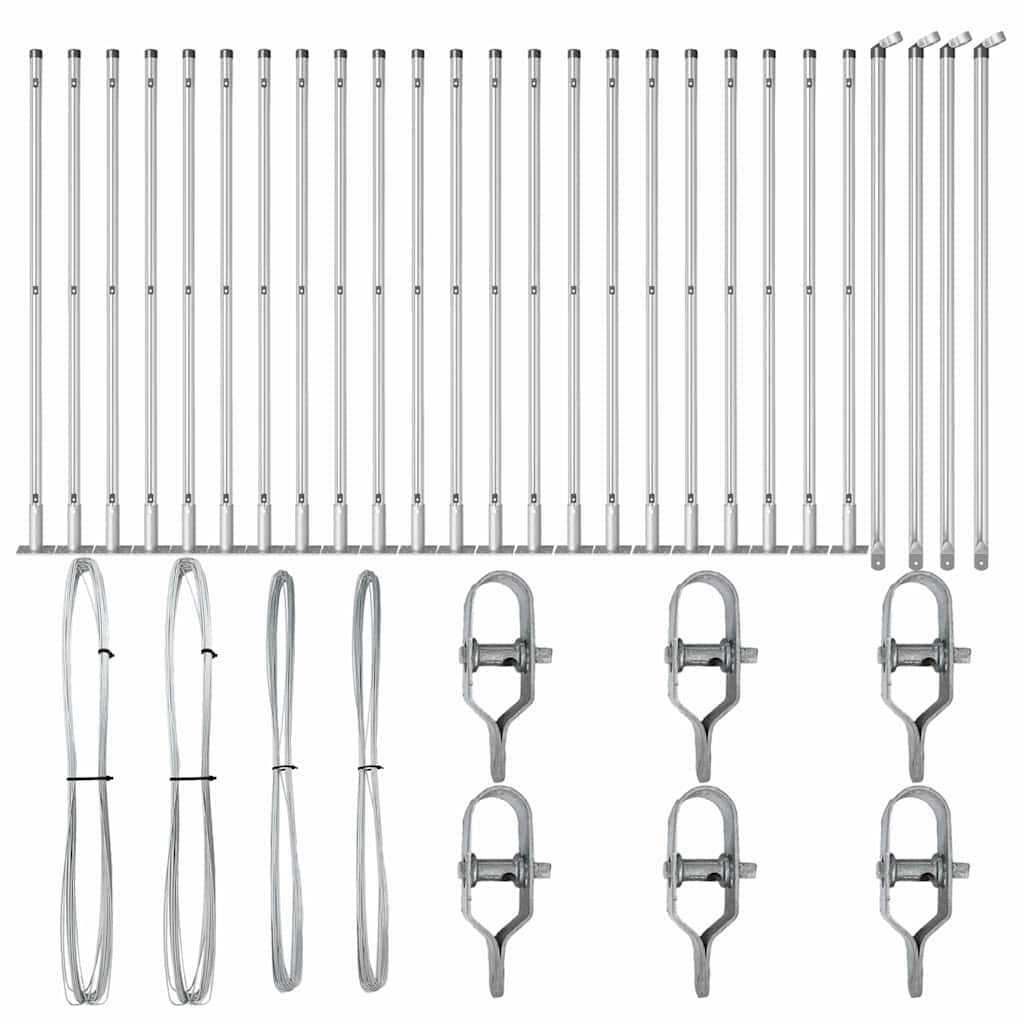 Palo della recinzione 26 pcs Argento 3.2 x 3.2 x 90 cm Acciaio 3350259