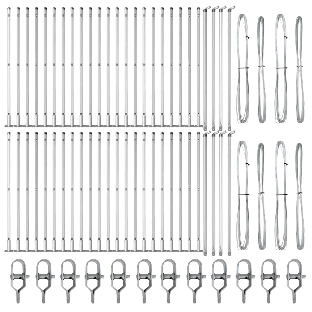 Palo della recinzione 52 pcs Argento 3.2 x 3.2 x 110 cm Acciaio 3350262