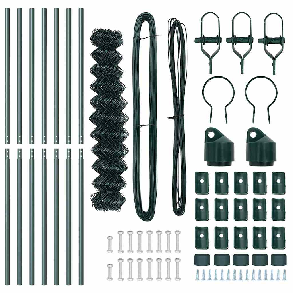 Recinzione a maglie con posti Verde 1.4 x 10 m Acciaio 3351079