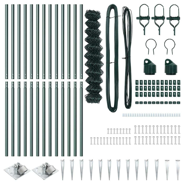 Recinzione a maglie con posti Verde 1 x 25 m Acciaio 3351169