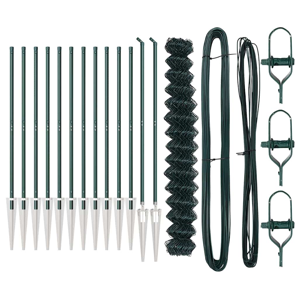 Recinzione a maglie con posti Verde 1.6 x 25 m Acciaio 3351173