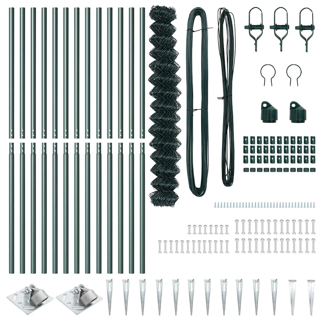 Recinzione a maglie con posti Verde 1.6 x 25 m Acciaio 3351173