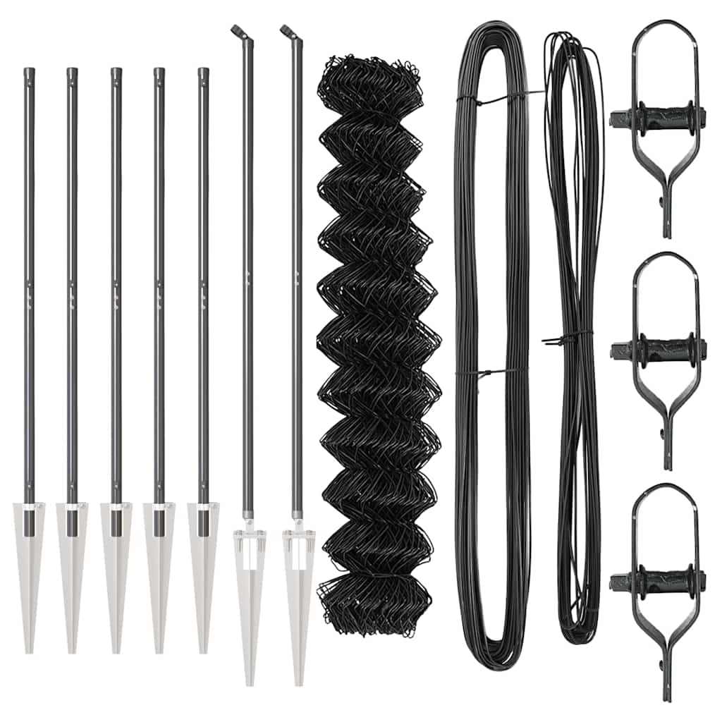 Recinzione a maglie con posti Grigio 1.4 x 10 m Acciaio 3351187