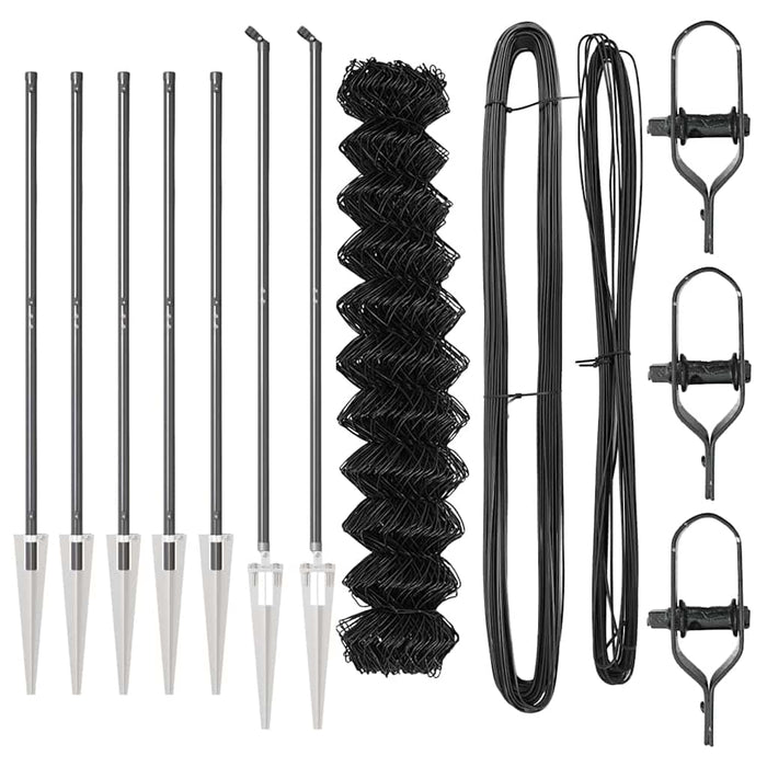 Recinzione a maglie con posti Grigio 1.4 x 10 m Acciaio 3351187