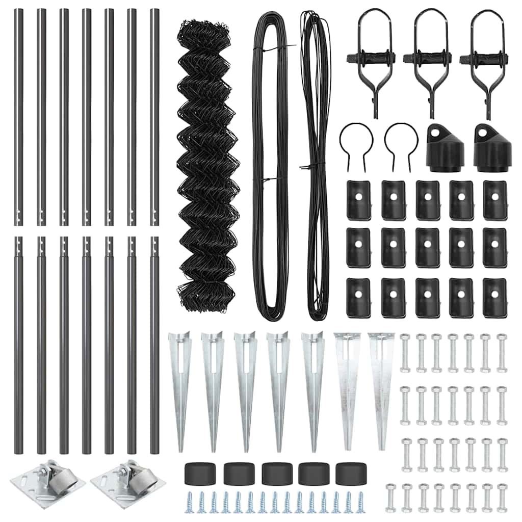 Recinzione a maglie con posti Grigio 1.4 x 10 m Acciaio 3351187