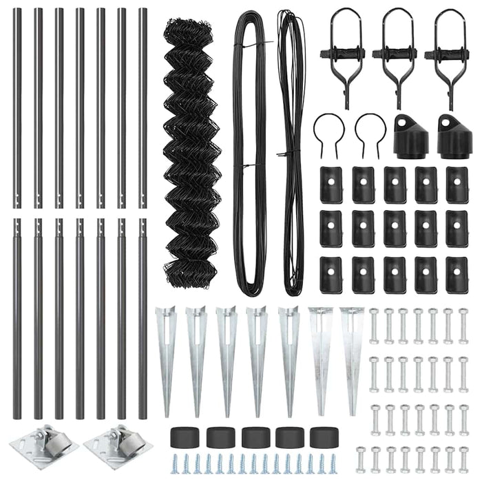 Recinzione a maglie con posti Grigio 1.4 x 10 m Acciaio 3351187