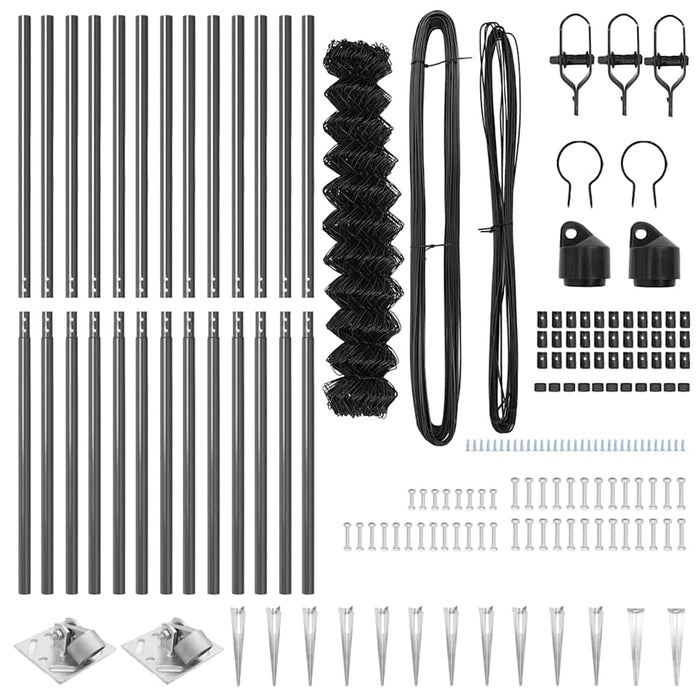 Recinzione a maglie con posti Grigio 1.2 x 25 m Acciaio 3351198