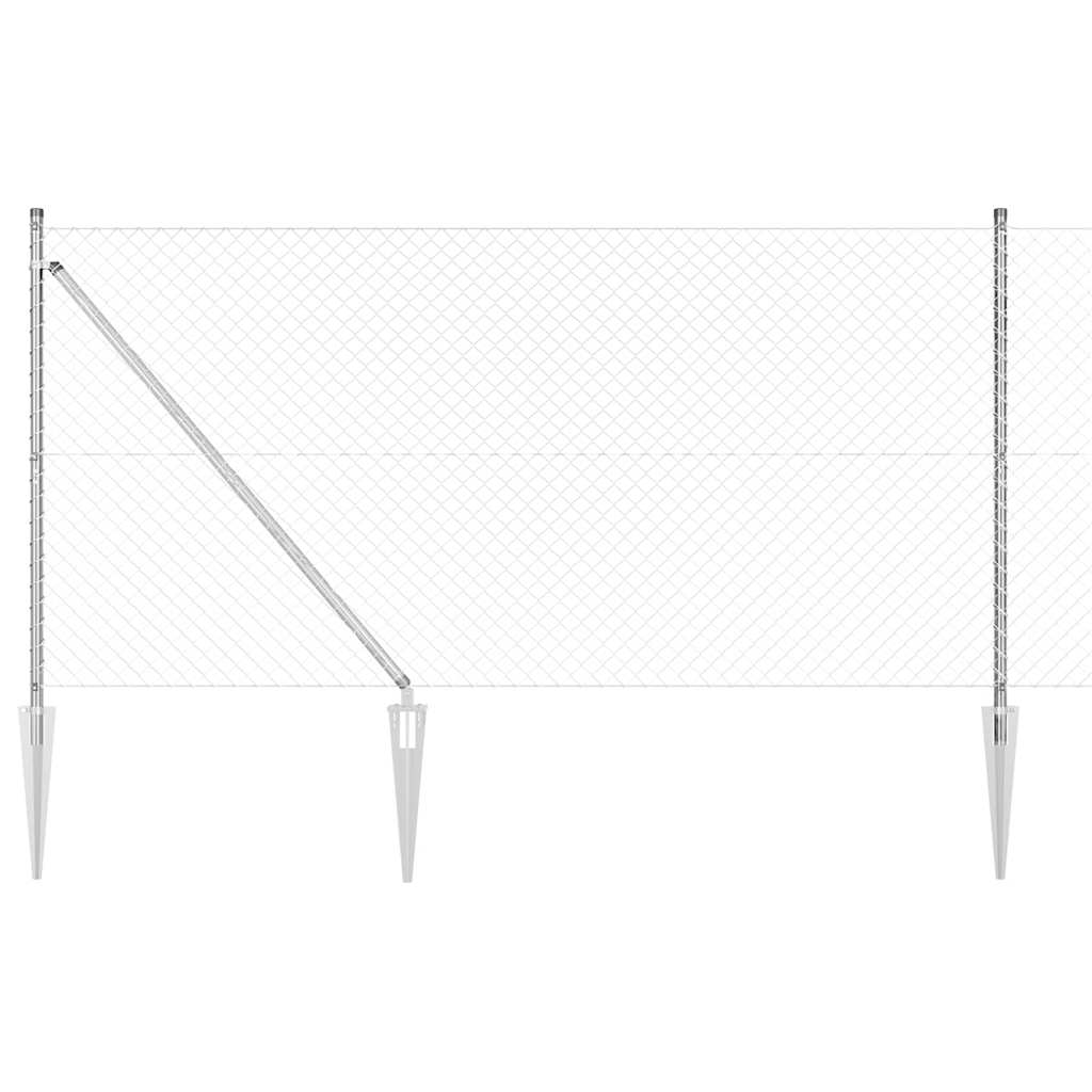 Set di pali del recinto Argento 10 x 1.2 m Acciaio zincato 3351206