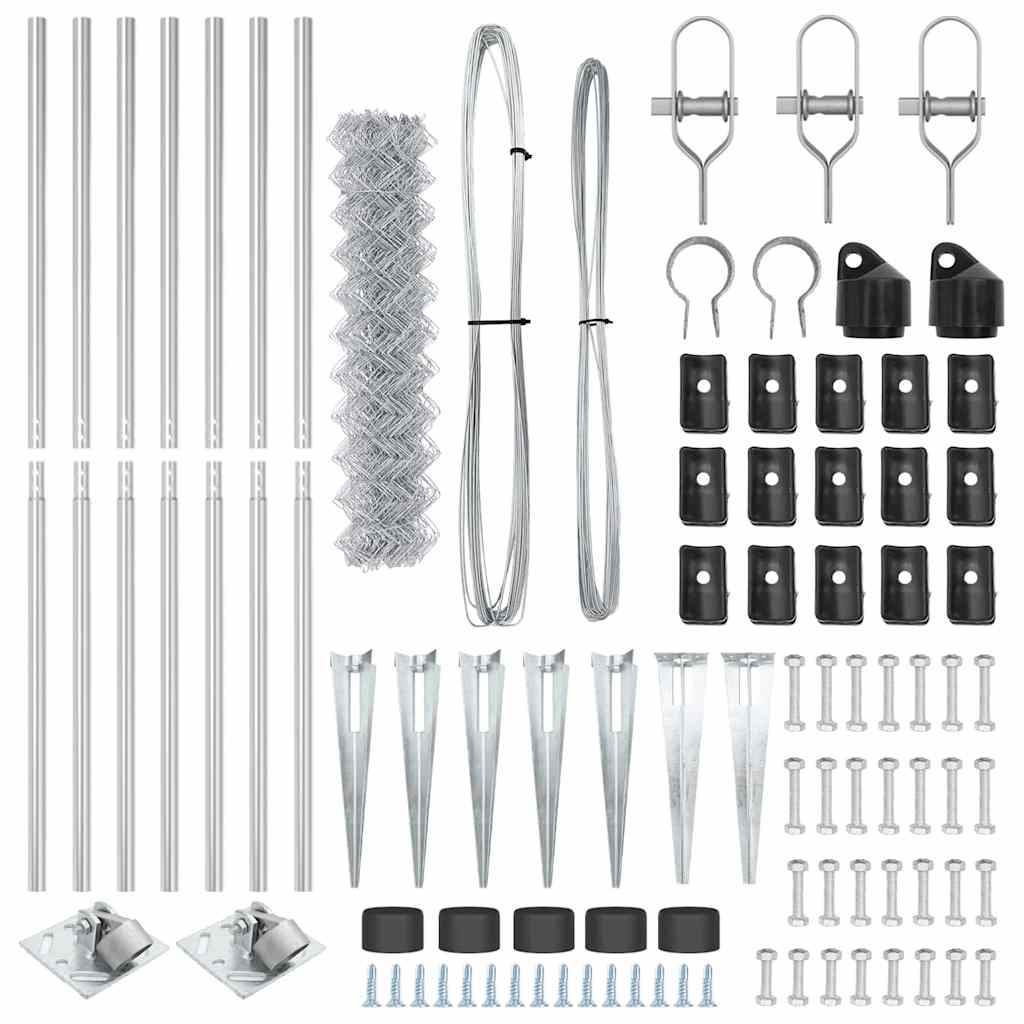 Set di pali del recinto Argento 10 x 1.2 m Acciaio zincato 3351206