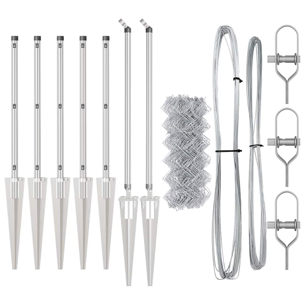 Set di pali del recinto Argento 10 x 0.6 m Acciaio zincato 3351211