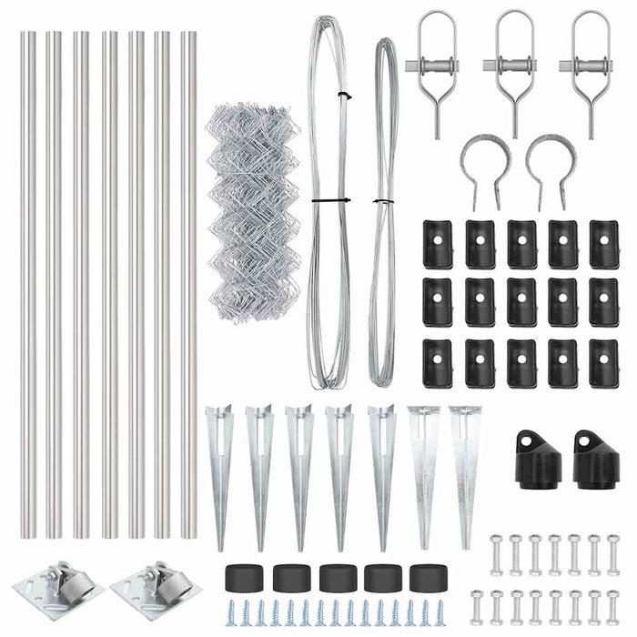 Set di pali del recinto Argento 10 x 0.6 m Acciaio zincato 3351211