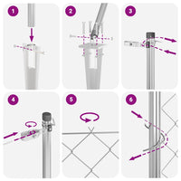 Set di pali del recinto Argento 10 m x 1.2 m Acciaio zincato 3351214