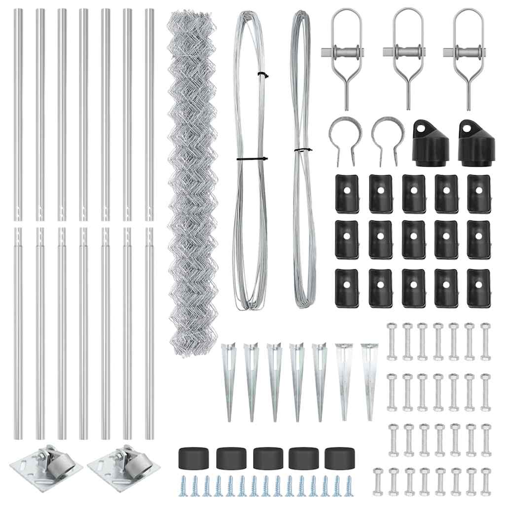 Set di pali del recinto Argento Nero 10x1.5m 3351216