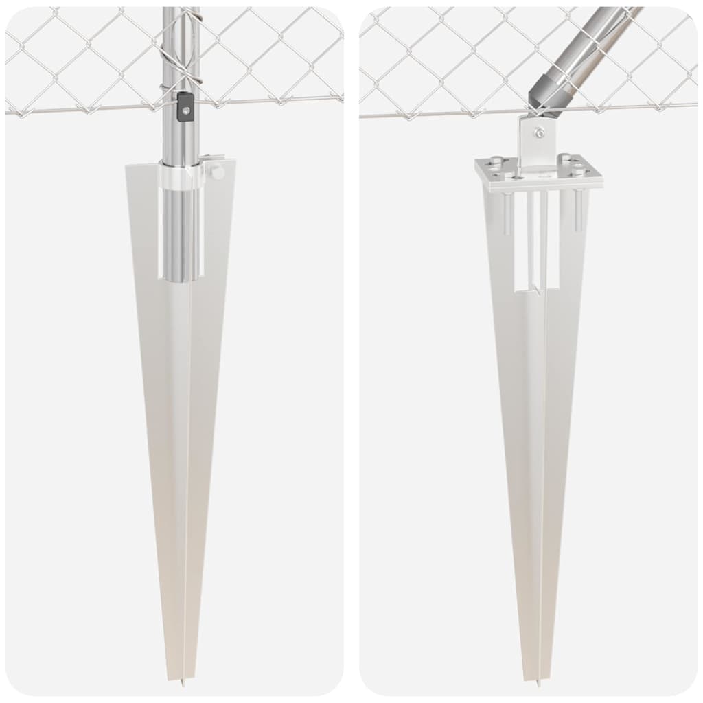 Set di pali del recinto Argento 25 x 0.4 m Acciaio zincato 3351218