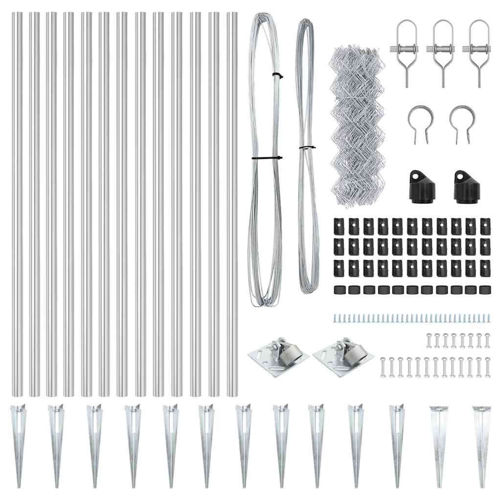 Set di pali del recinto Argento Kit di dimensioni complete 3351219