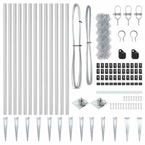 Set di pali del recinto Argento Kit di dimensioni complete 3351219