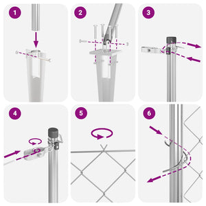 Set di pali del recinto Argento Kit di dimensioni complete 3351219