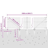 Set di pali del recinto Argento 25 x 0.8 m Acciaio zincato 3351220