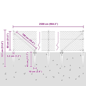 Set di pali del recinto Argento 25 x 0.8 m Acciaio zincato 3351220