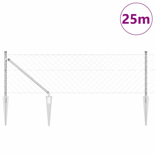 Set di pali del recinto Argento 25 x 0.4 m Acciaio zincato 3351221