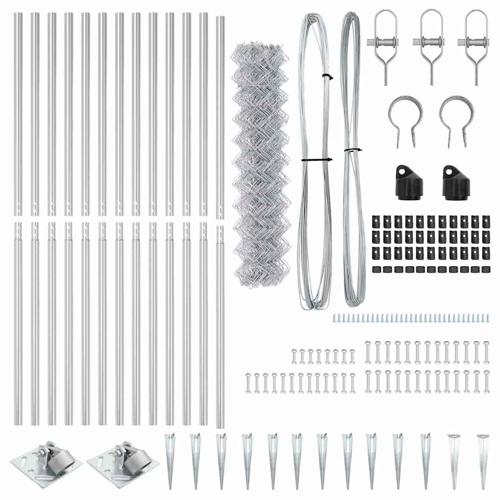 Set di pali del recinto Argento 25 x 1,2 m Acciaio zincato 3351225