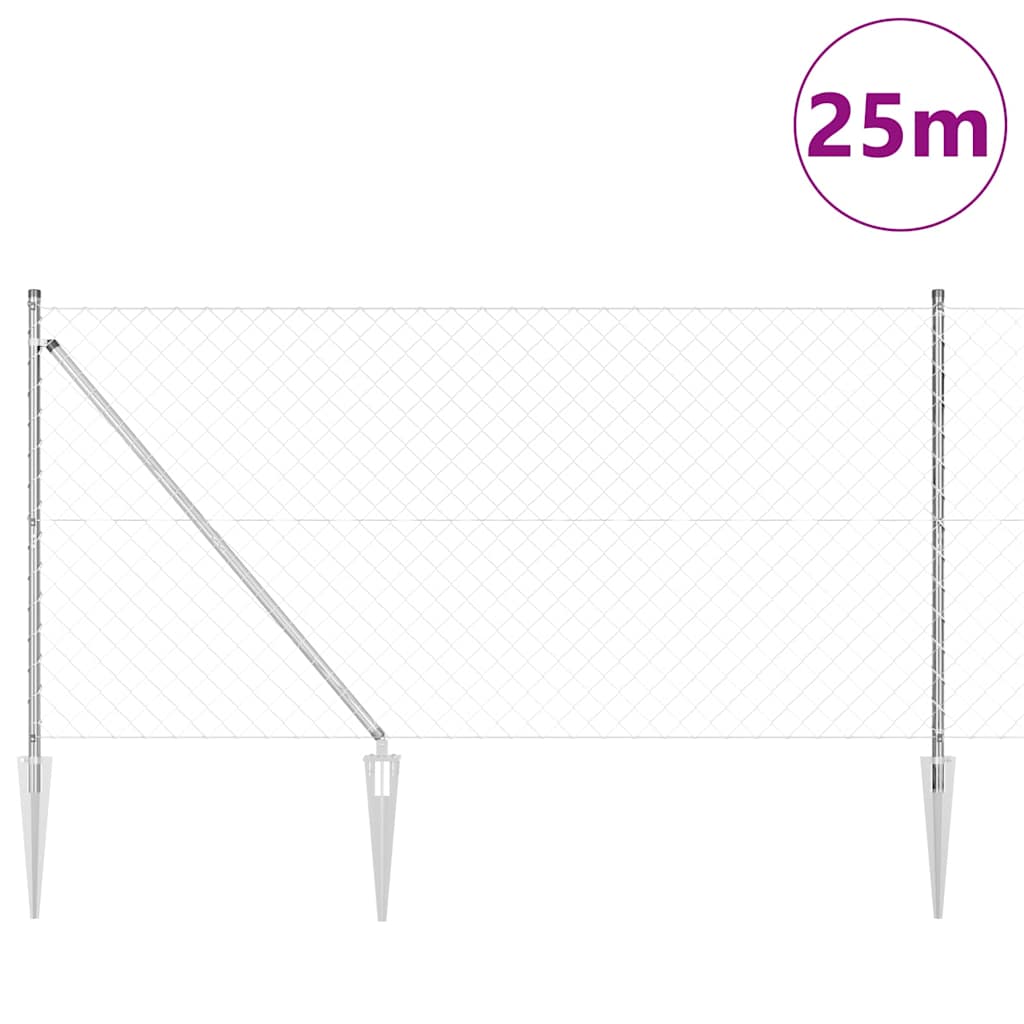 Set di pali del recinto Argento 25 x 1,2 m Acciaio zincato 3351225