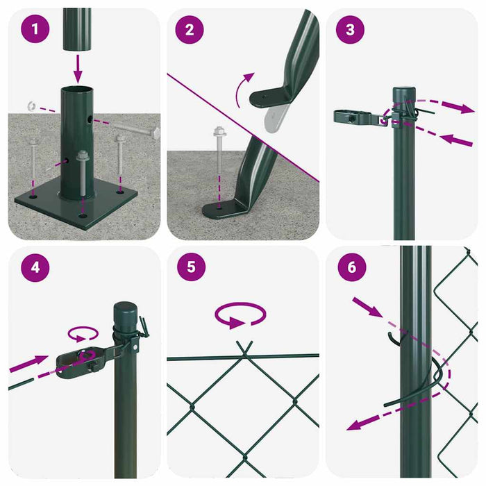 Set di pali del recinto Argento 10 x 0.8 m Acciaio zincato 3351236