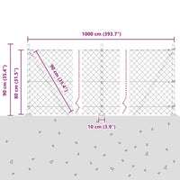 Set di pali del recinto Argento 10 x 0.8 m Acciaio zincato 3351236