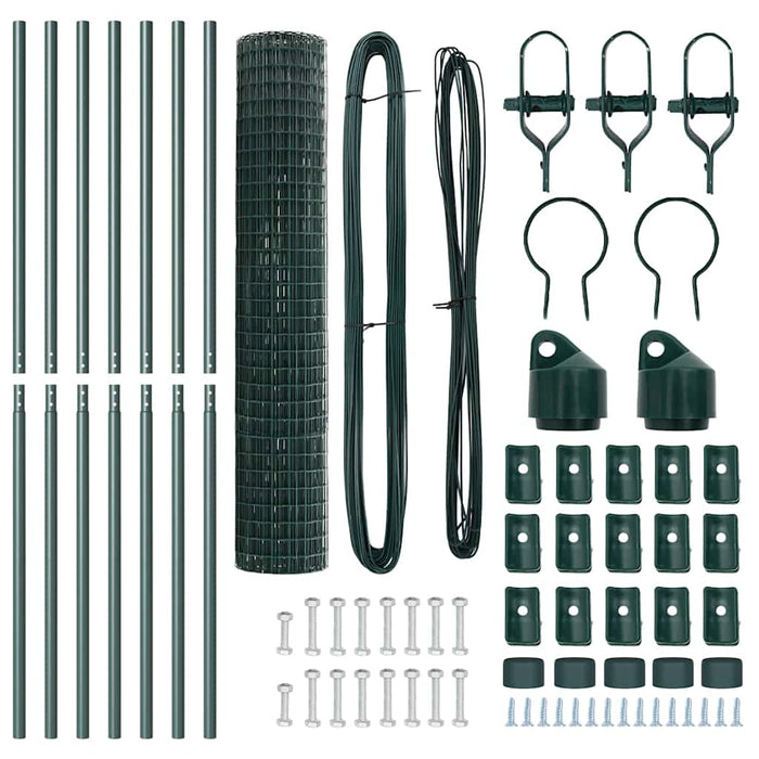 Recinzione con pali. Verde 1.5 x 10 m Acciaio 3350277