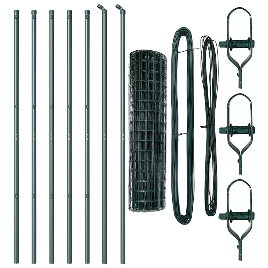 Recinzione con pali. Verde 1 x 10 m Acciaio 3350349