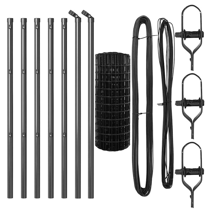 Recinzione con pali. Grigio 0.4 x 50 m Acciaio 3350426