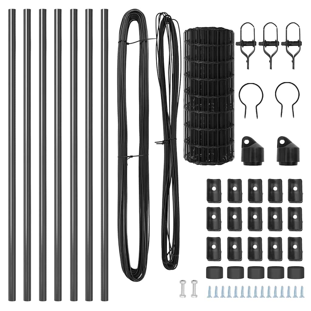 Recinzione con pali. Grigio 0.8 x 10 m Acciaio 3350438