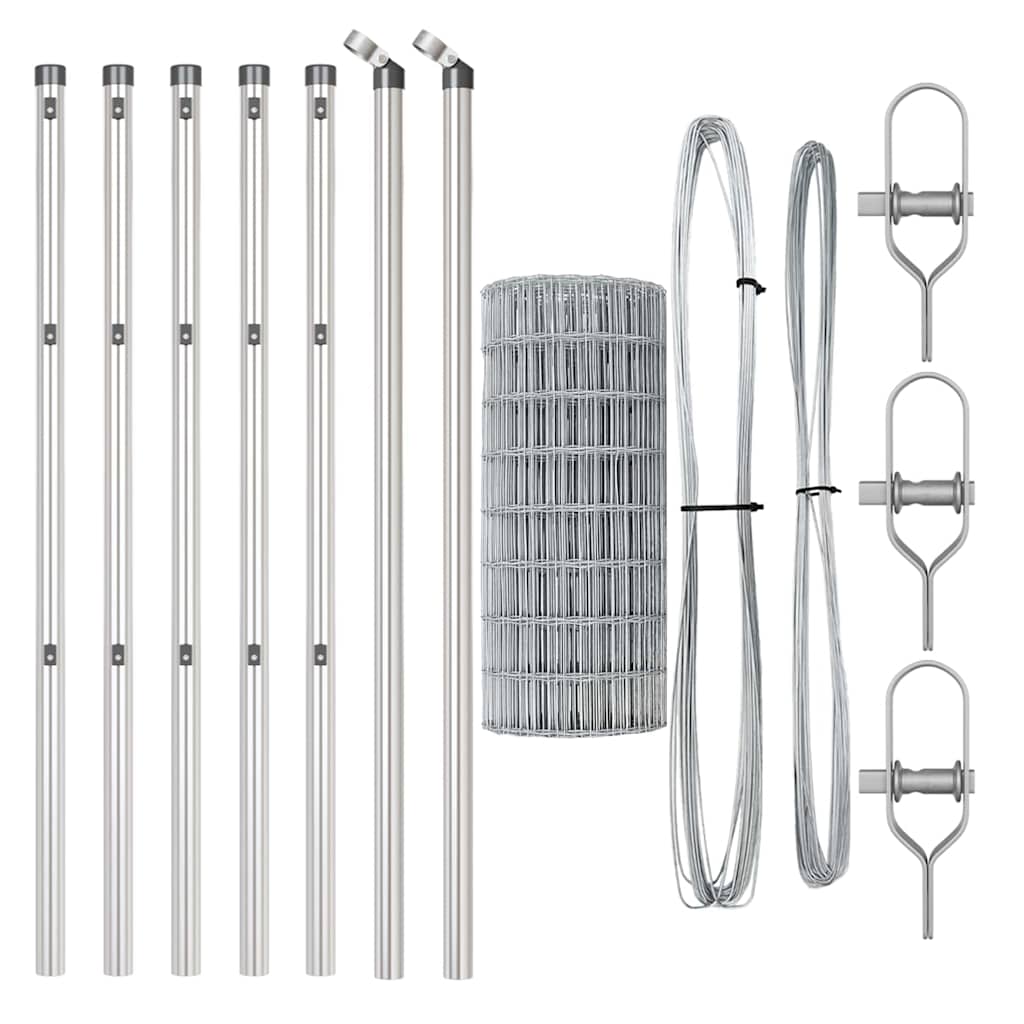 Recinzione con pali. Argento 0.8 x 10 m Acciaio 3350469