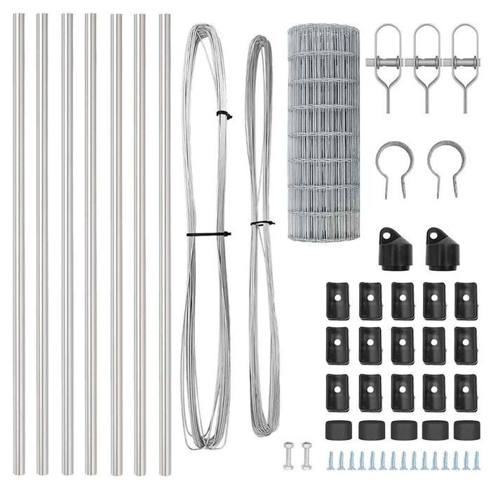 Recinzione con pali. Argento 0.8 x 10 m Acciaio 3350469