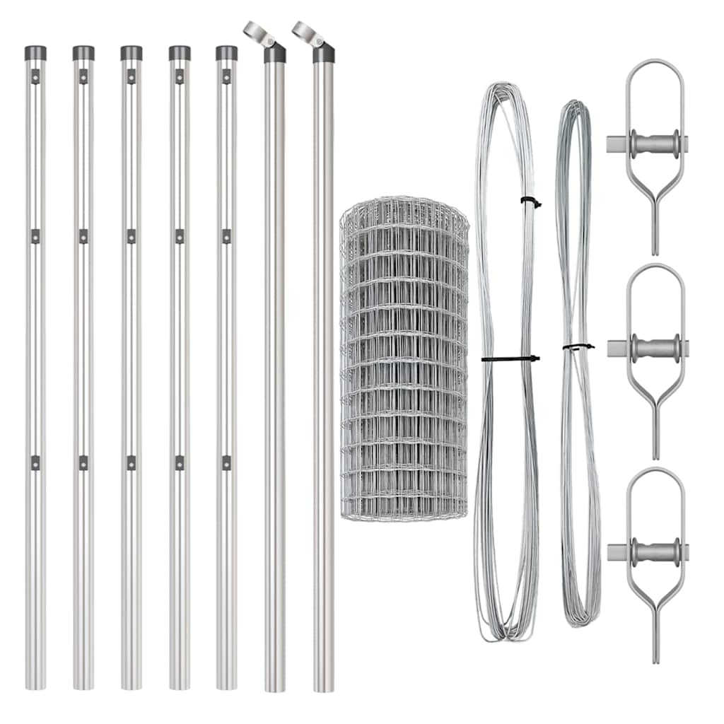 Recinzione con pali. Grigio 0.4 x 25 m Acciaio 3350491