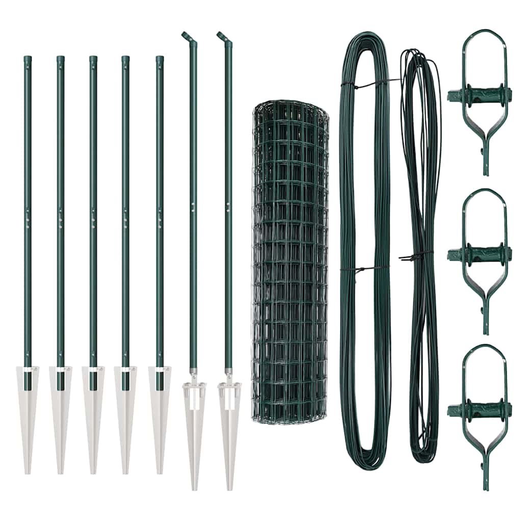 Recinzione con pali. Verde 1 x 10 m Acciaio 3350555