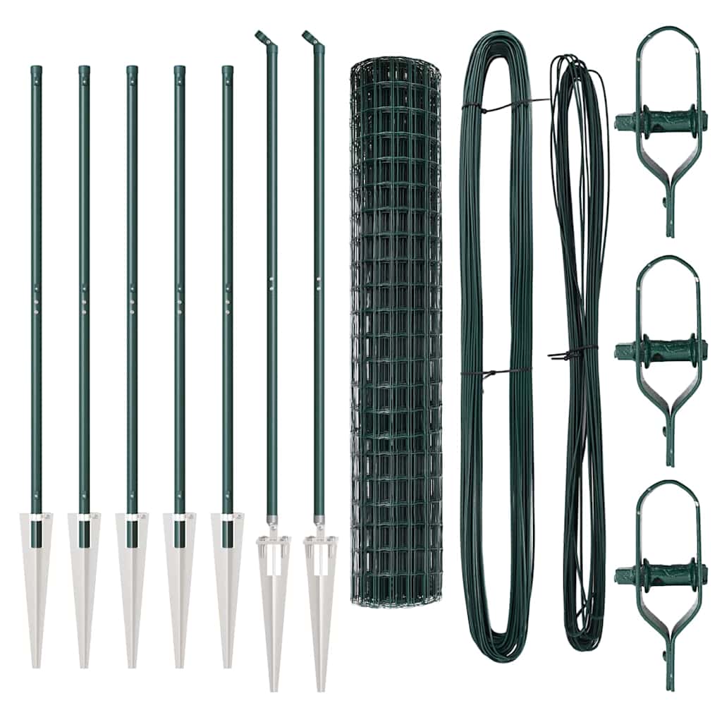 Recinzione con pali. Verde 1.5 x 10 m Acciaio 3350566