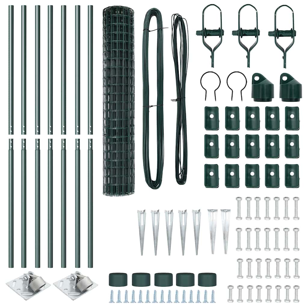Recinzione con pali. Verde 1.5 x 10 m Acciaio 3350566