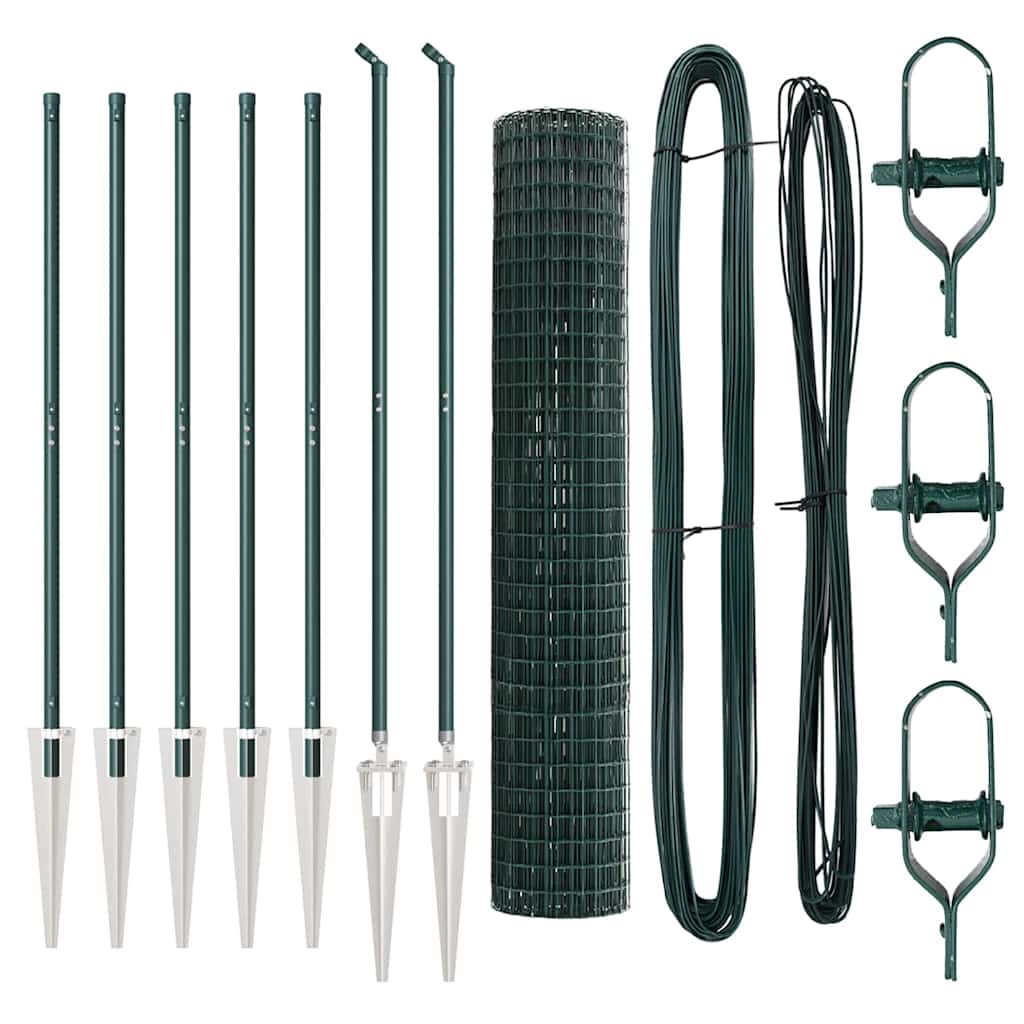 Recinzione con pali. Verde 1.5 x 10 m Acciaio 3350574