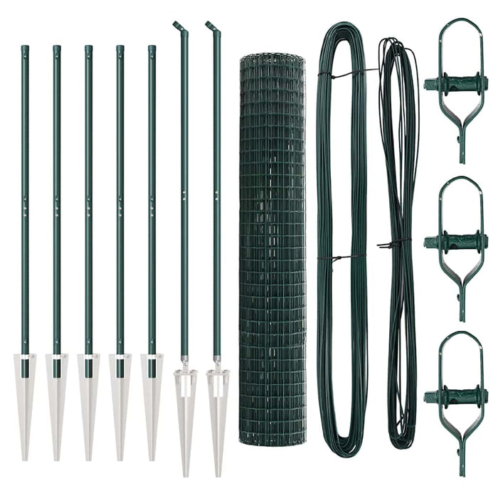 Recinzione con pali. Verde 1.5 x 10 m Acciaio 3350574