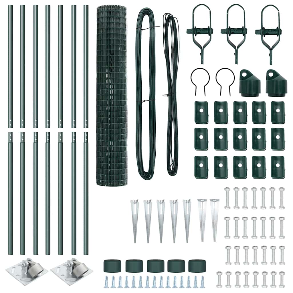 Recinzione con pali. Verde 1.5 x 10 m Acciaio 3350574