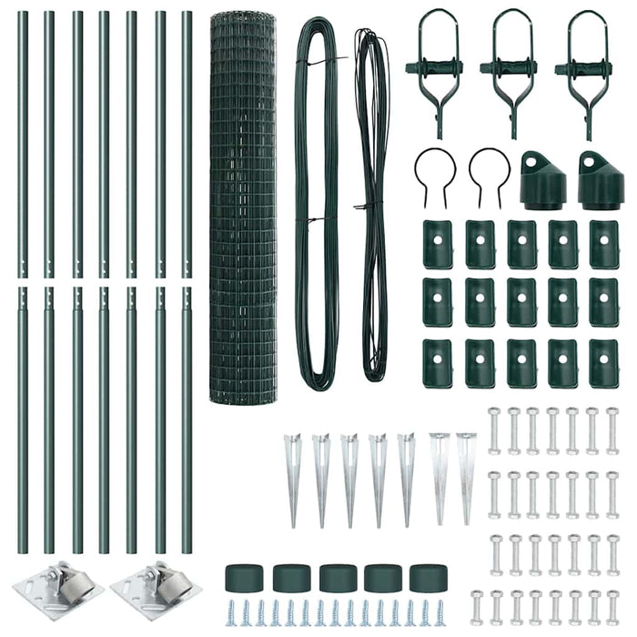 Recinzione con pali. Verde 1.5 x 10 m Acciaio 3350574
