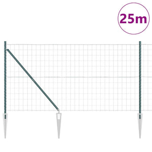 Recinzione con pali. Verde 1.2 x 25 m Acciaio 3350595