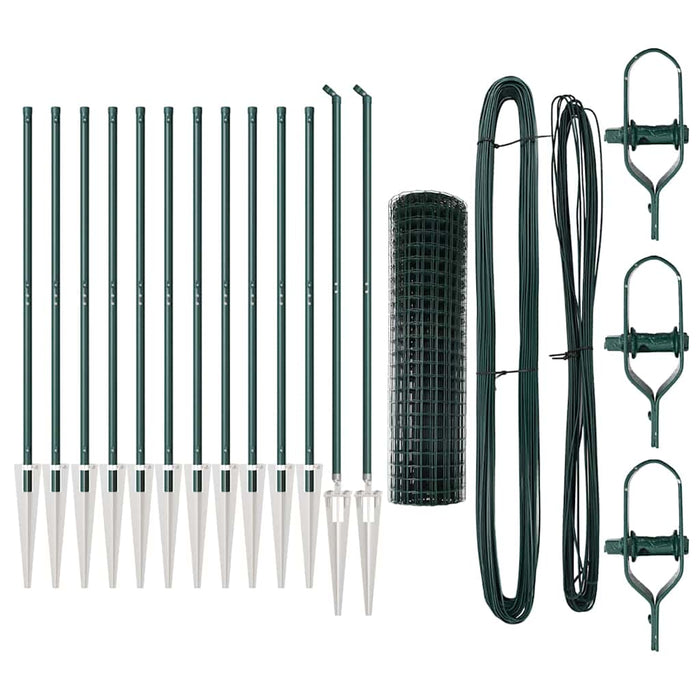 Recinzione con pali. Verde 1 x 25 m Acciaio 3350599