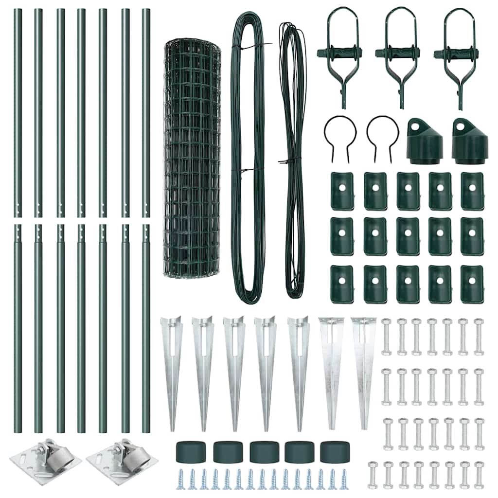 Recinzione con pali. Verde 1 x 10 m Acciaio 3350614