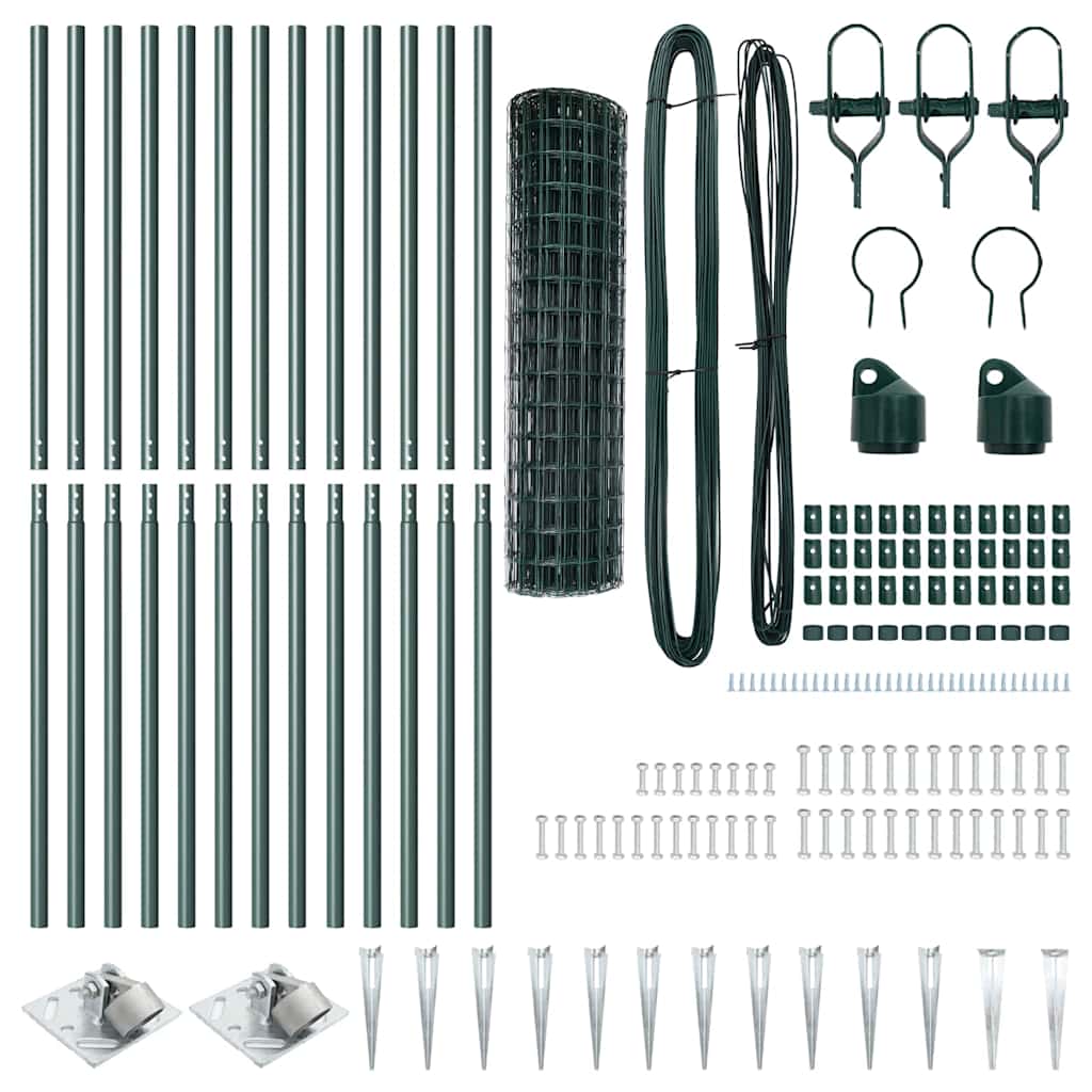 Recinzione con pali. Verde 1 x 25 m Acciaio 3350622